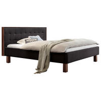 POLSTERBETT 180/200 cm,  in Anthrazit, Nussbaumfarben, gepolstertes Kopfteil,  - Anthrazit/Nussbaumfarben, KONVENTIONELL, Holz/Textil (180/200cm) - Hasena