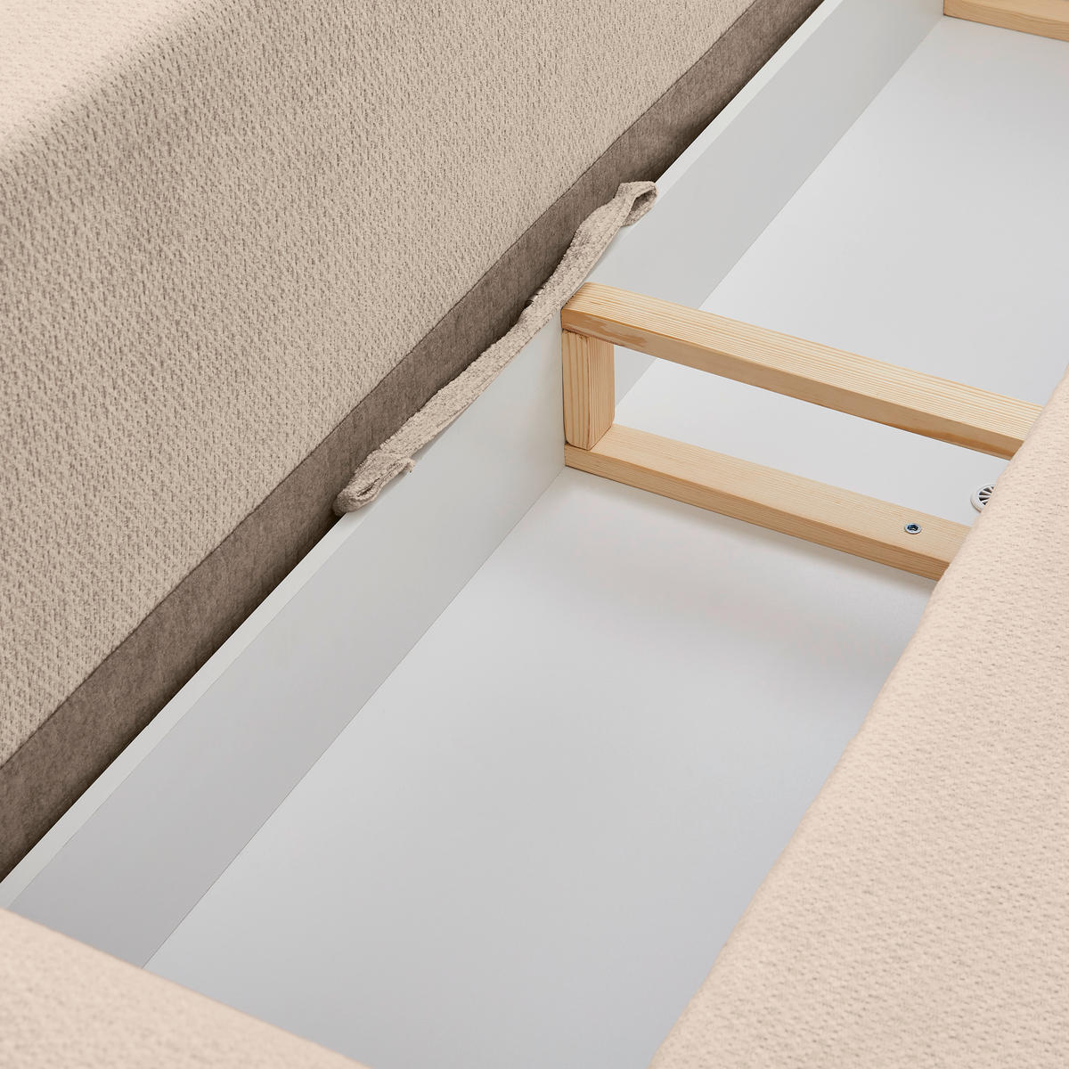 SCHLAFSOFA in Chenille Beige  - Beige/Schwarz, Konventionell, Holz/Textil (245/85/92cm) - Livetastic