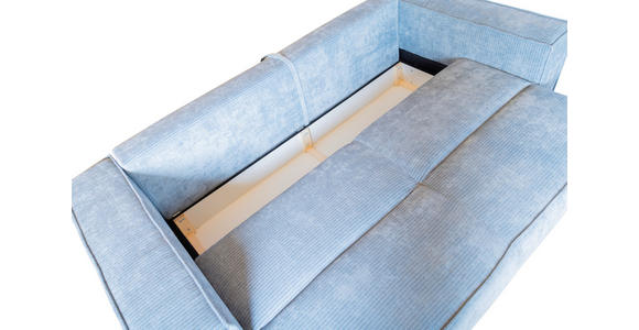BIGSOFA Flachgewebe Blau - Chromfarben/Blau, KONVENTIONELL, Textil/Metall (256/68/122cm) - Carryhome