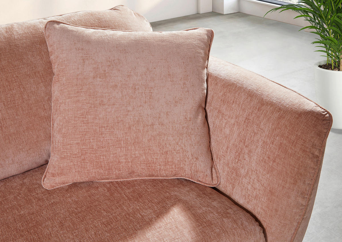 BIGSOFA in Flachgewebe Altrosa  - Schwarz/Altrosa, Konventionell, Textil/Metall (215/70/98cm) - Carryhome
