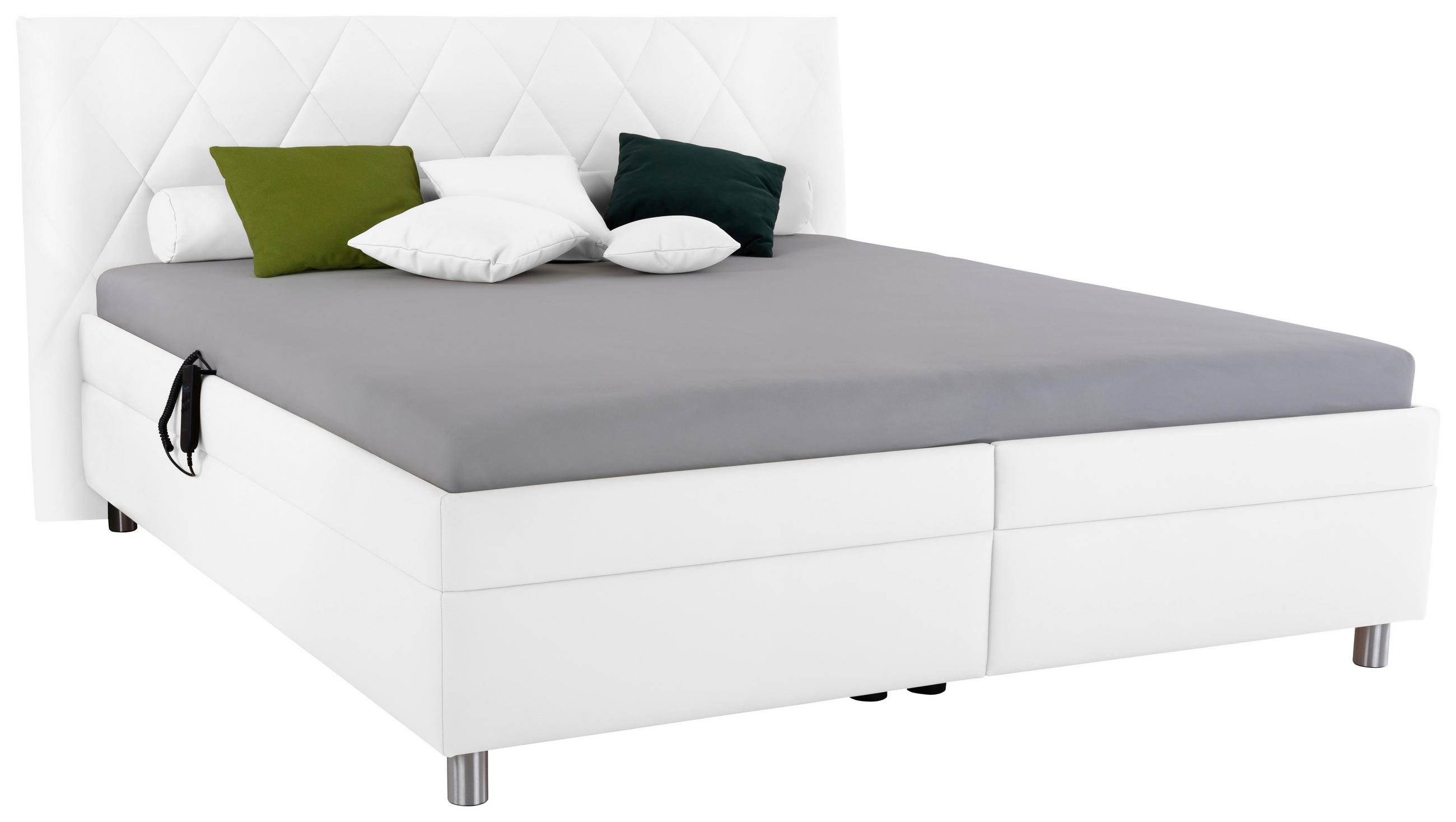 POLSTERBETT Matratze, gepolstertes Kopfteil, Lattenrost, Bettkasten 200/200 cm  in Weiß  - Birkefarben/Silberfarben, KONVENTIONELL, Holz/Textil (200/200cm) - Esposa