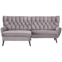 ECKSOFA in Flachgewebe Grau, Lila  - Lila/Schwarz, Design, Holz/Textil (165/237cm) - Stylife