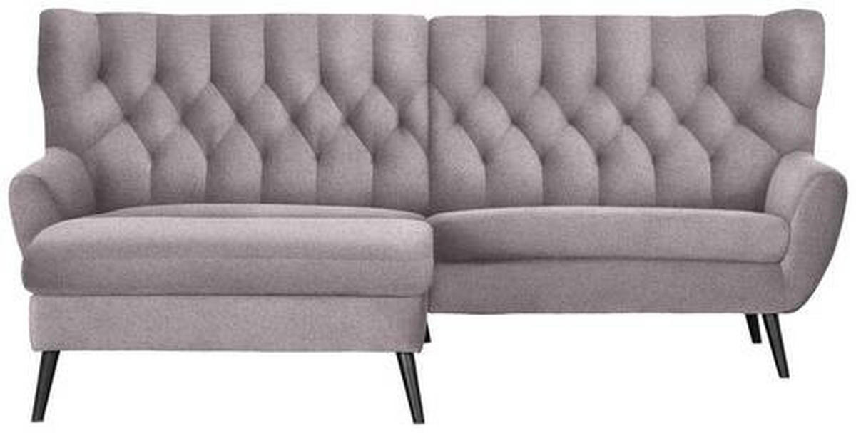 ECKSOFA in Flachgewebe Grau, Lila  - Lila/Schwarz, Design, Holz/Textil (165/237cm) - Stylife