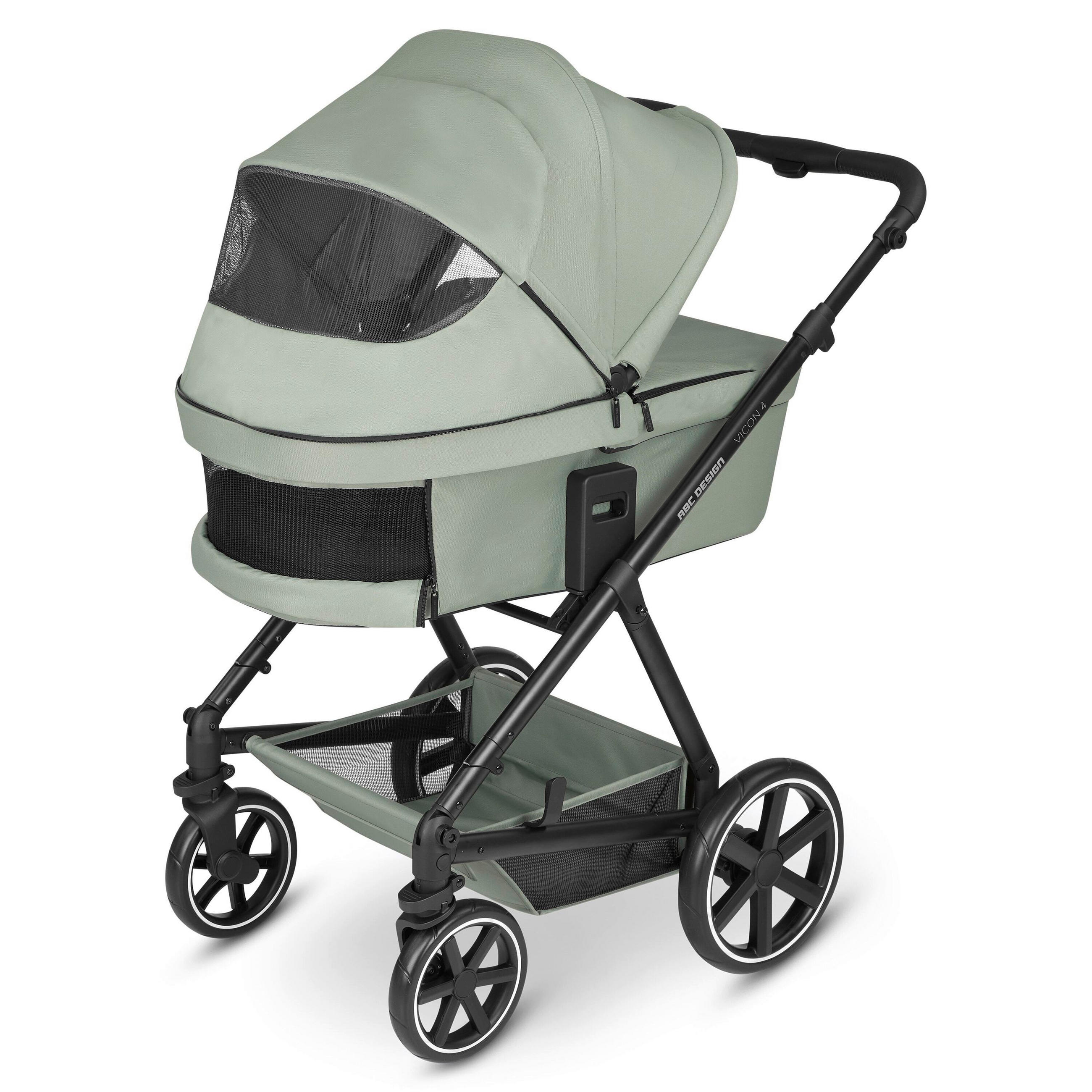 KINDERWAGENSET  Vicon 4  Pine  - Pastellgrün/Schwarz, Basics, Textil/Metall (91/61/110cm) - ABC Design