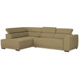 ECKSOFA in Struktur Olivgrün  205/284 cm  - Schwarz/Olivgrün, Design, Kunststoff/Textil (205/284cm) - Xora