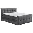 BOXSPRINGBETT 180/200 cm,  in Anthrazit, Matratze, Bettkasten, Topper, H3 = fest, H4 = sehr fest, Wendematratze mit unterschiedlichen Härtegraden  - Anthrazit/Schwarz, KONVENTIONELL, Kunststoff/Textil (180/200cm) - Esposa