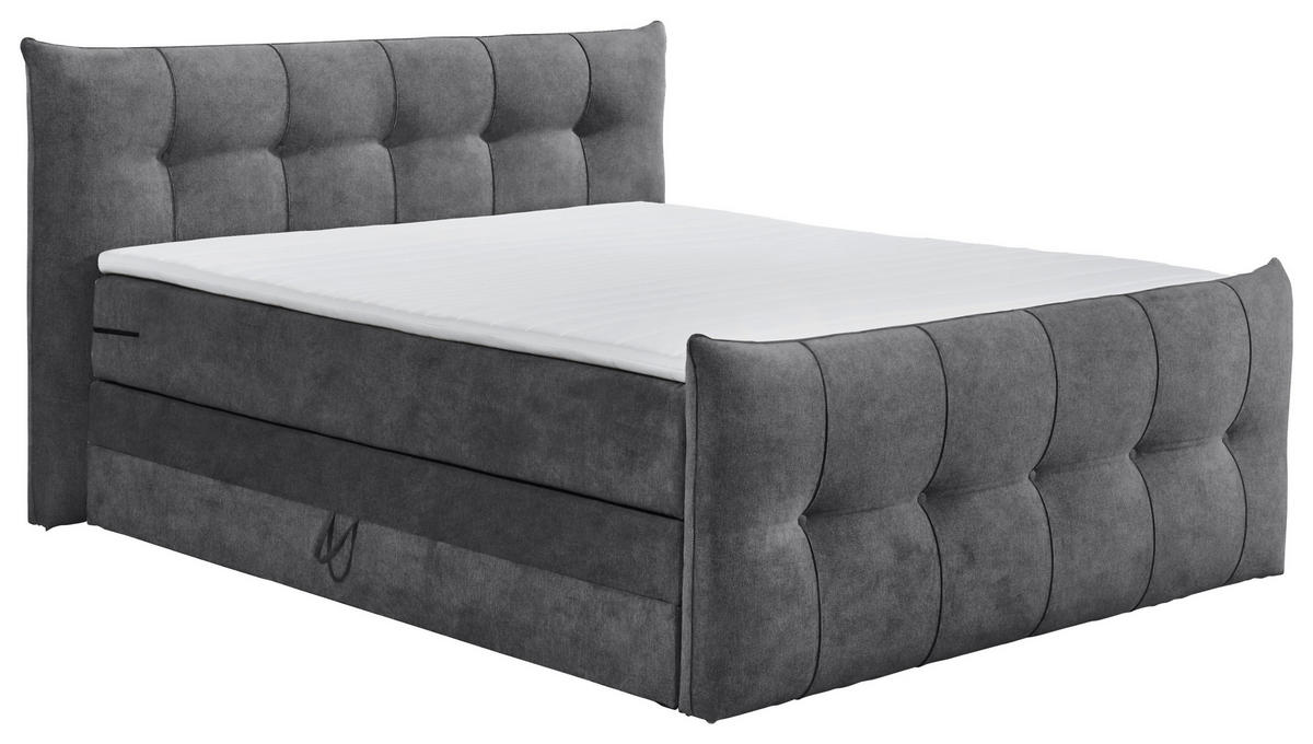 BOXSPRINGBETT 180/200 cm  in Anthrazit  - Anthrazit/Schwarz, KONVENTIONELL, Kunststoff/Textil (180/200cm) - Esposa