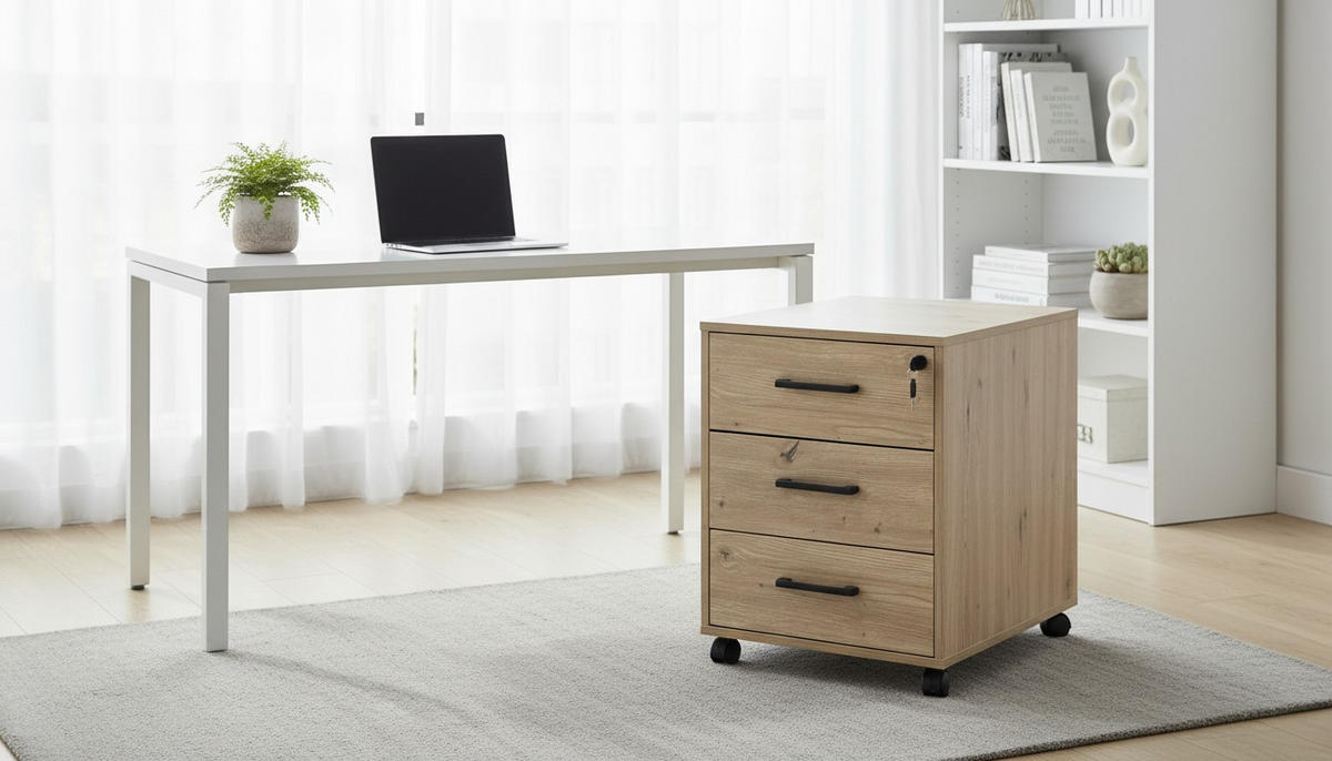 ROLLCONTAINER 43/56/60 cm  - Schwarz/Eiche Artisan, MODERN, Holzwerkstoff/Kunststoff (43/56/60cm) - Livetastic