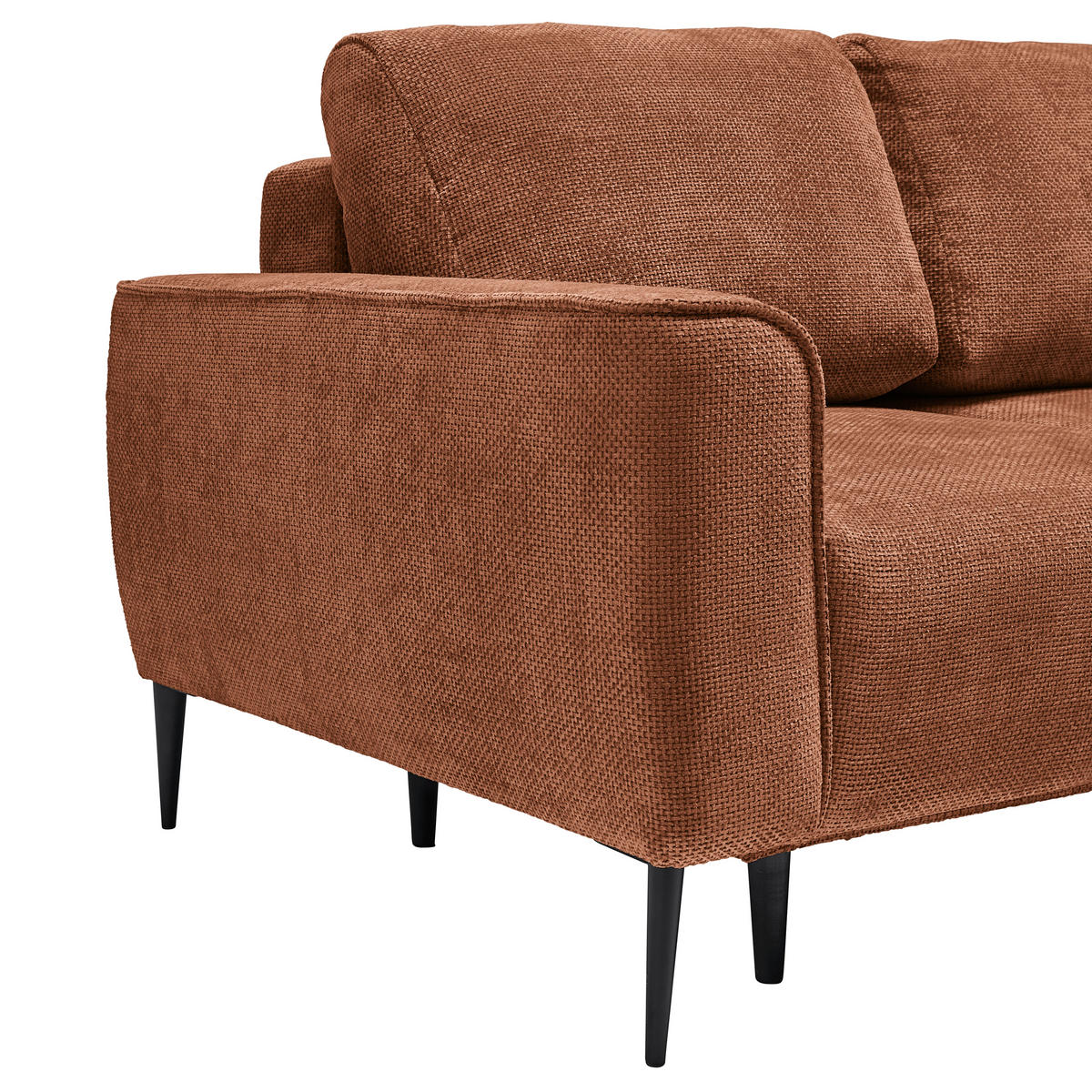 ECKSOFA Webstoff Terracotta  - Terracotta/Schwarz, Modern, Textil/Metall (255/164cm) - MID.YOU