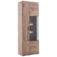VITRINE Eiche dunkel 75/208/38 cm - Eiche dunkel/Anthrazit, KONVENTIONELL, Glas/Holzwerkstoff (75/208/38cm) - Cantus