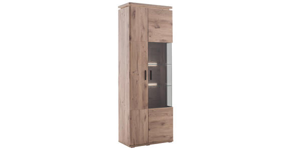 VITRINE Eiche dunkel 75/208/38 cm - Eiche dunkel/Anthrazit, KONVENTIONELL, Glas/Holzwerkstoff (75/208/38cm) - Cantus