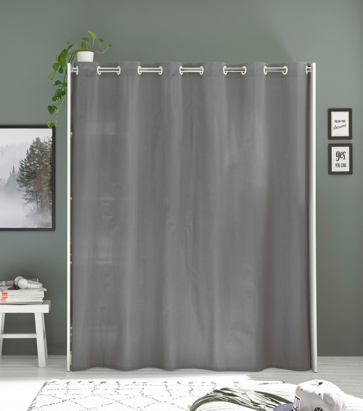 OTVORENI ORMAR ZA ODJEĆU     - bijela/siva, Basics, drvni materijal/tekstil (120-157/195/50cm) - MID.YOU