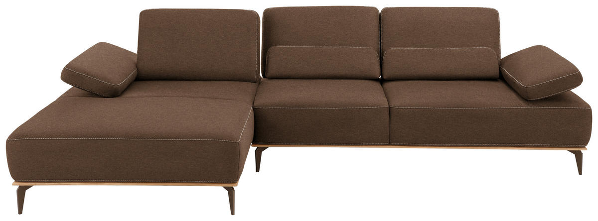 ECKSOFA in Mikrofaser Braun  176/298 cm  - Beige/Bronzefarben, Natur, Textil/Metall (176/298cm) - Valnatura
