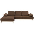 ECKSOFA in Mikrofaser Braun  176/298 cm  - Beige/Bronzefarben, Natur, Textil/Metall (176/298cm) - Valnatura
