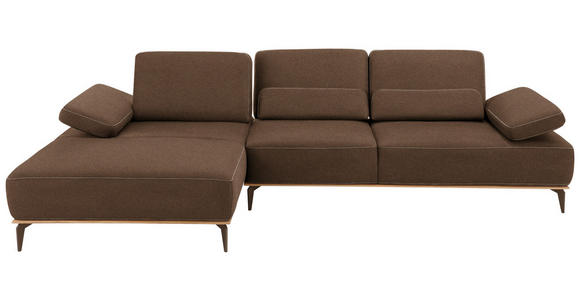 ECKSOFA in Mikrofaser Braun  176/298 cm  - Beige/Bronzefarben, Natur, Textil/Metall (176/298cm) - Valnatura