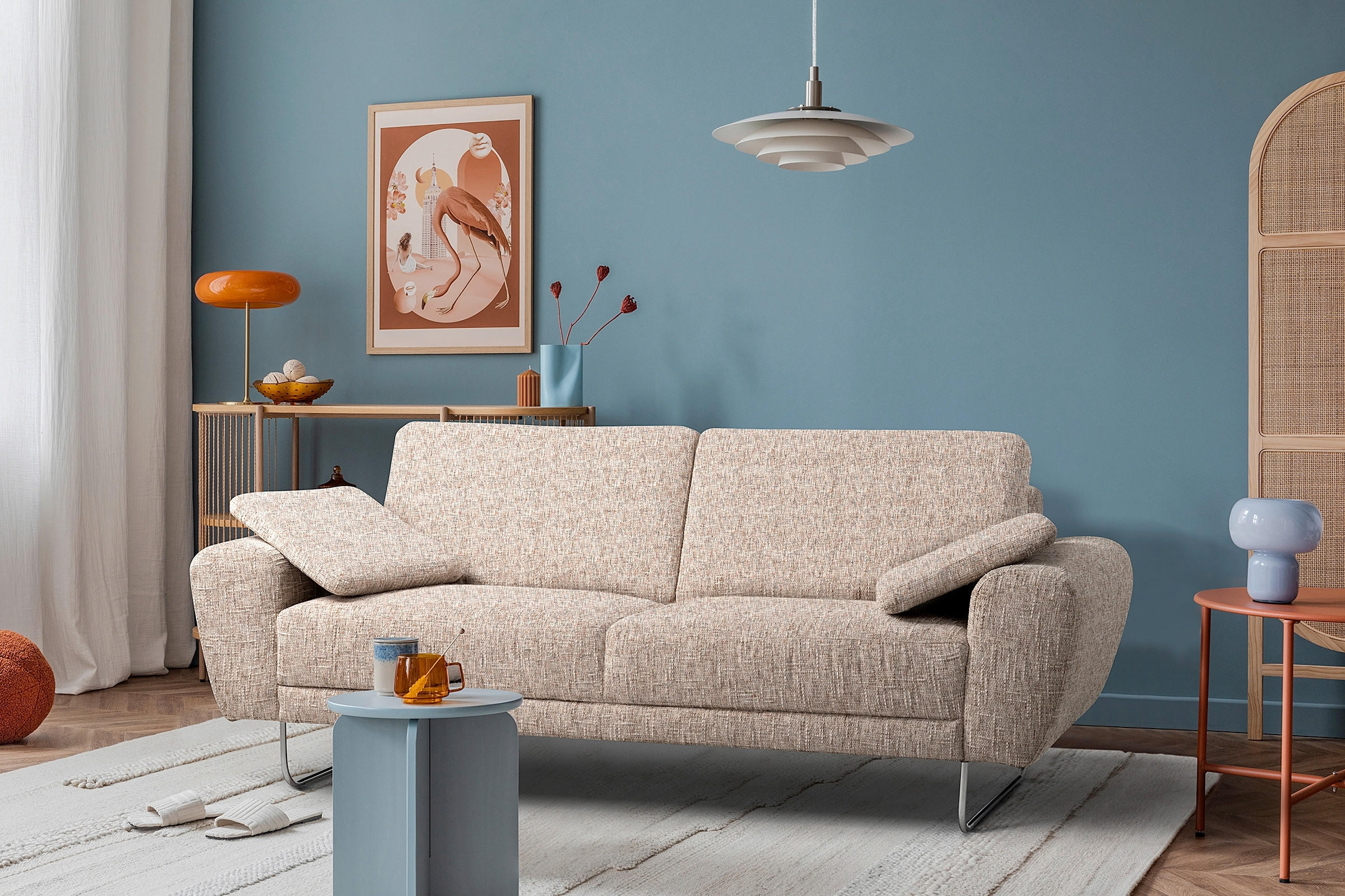 Livetastic 3-Sitzer-Sofa Spring Blau, Gelb, Rot, Weiß 187x85x92 cm