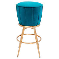 BARHOCKER Samt Goldfarben, Petrol Edelstahl  - Goldfarben/Petrol, LIFESTYLE, Textil/Metall (47/74/47cm) - Kare-Design