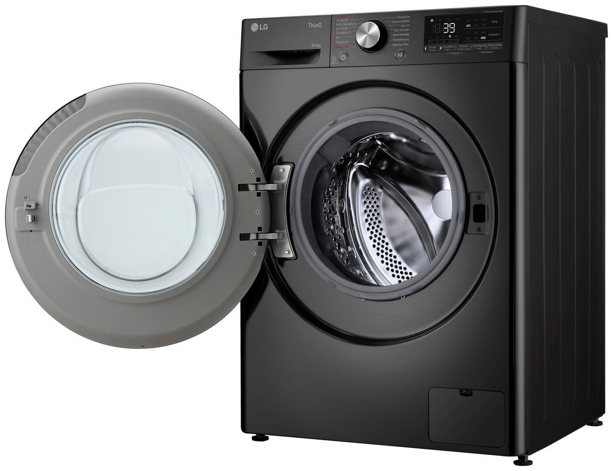 WASCHTROCKNER W4WR7096YB  - Schwarz, Trend, Glas/Kunststoff (60/85/62cm) - LG