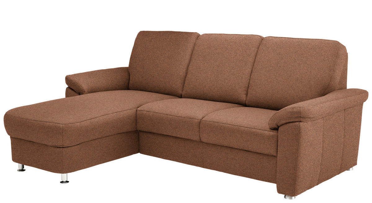 ECKSOFA in Flachgewebe Braun  - Chromfarben/Braun, Konventionell, Textil/Metall (163/220cm) - Beldomo System
