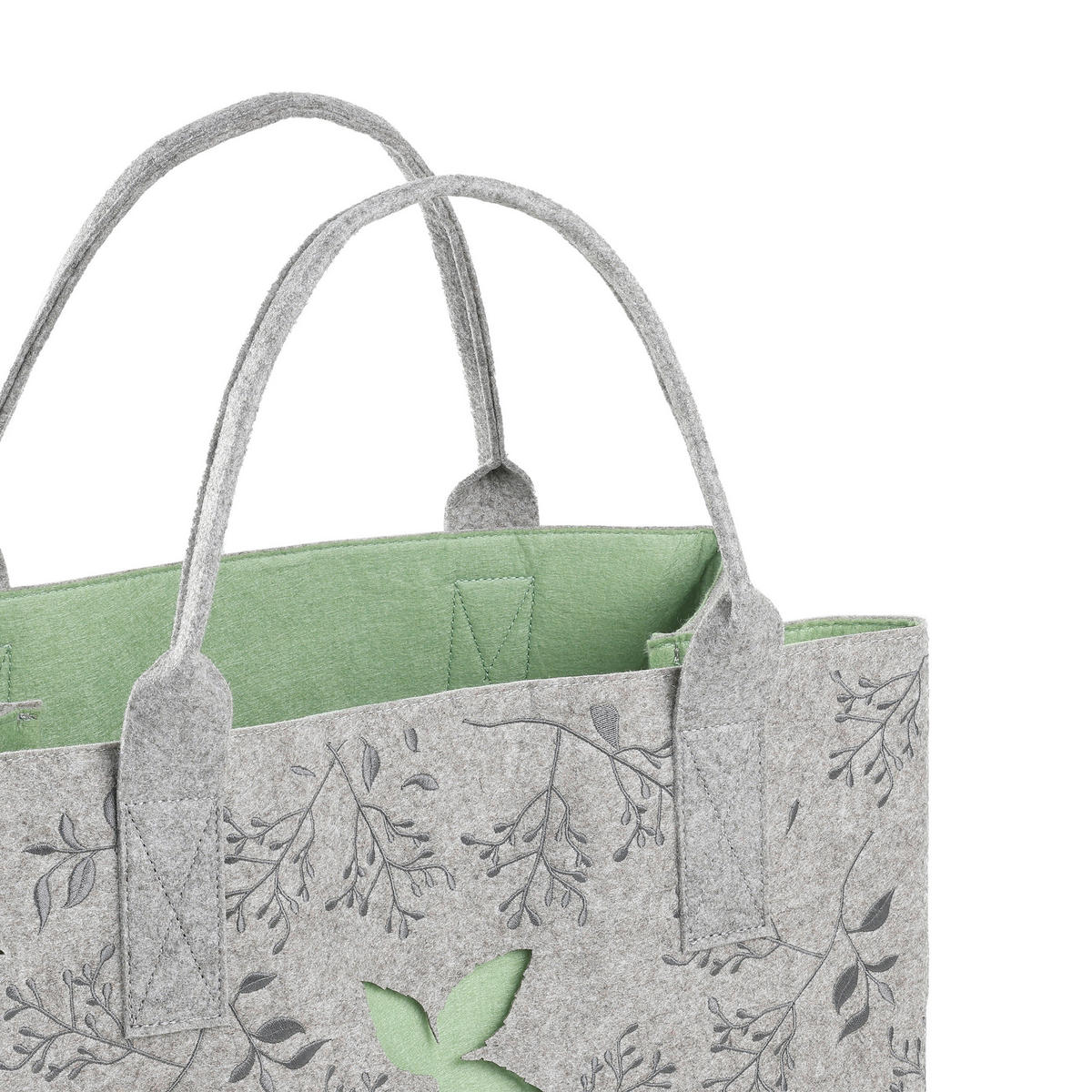 EINKAUFSTASCHE - Grau/Grün, LIFESTYLE, Textil (40/26/30cm)