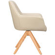 ARMLEHNSTUHL  in Echtleder pigmentiert  - Eichefarben/Beige, Design, Leder/Holz (60/87,5/63,5cm) - Novel