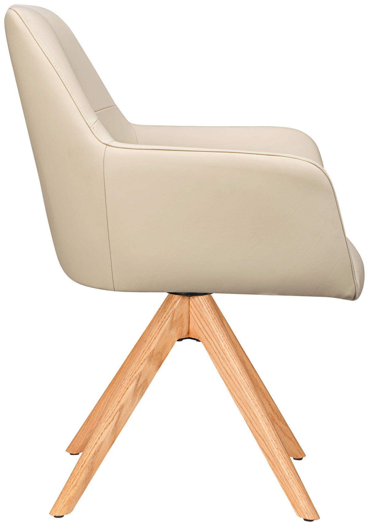 ARMLEHNSTUHL  in Echtleder pigmentiert  - Eichefarben/Beige, Design, Leder/Holz (60/87,5/63,5cm) - Novel
