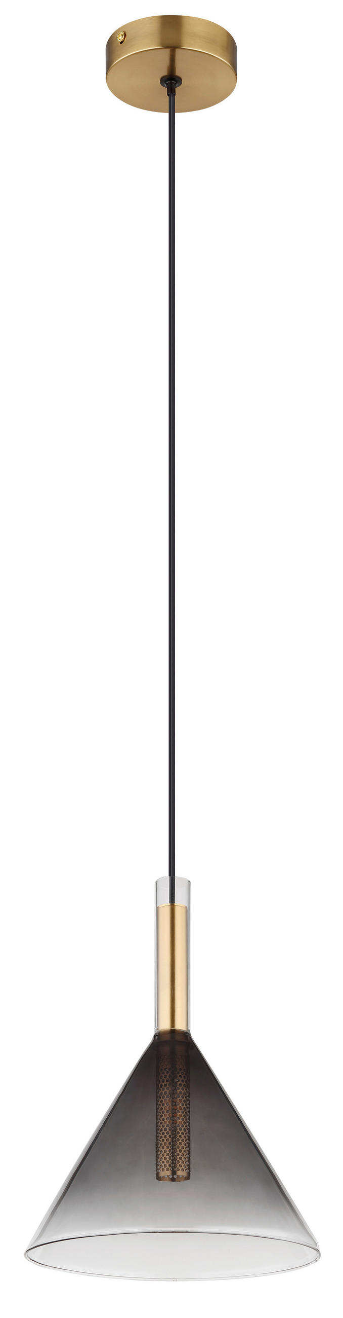 HÄNGELEUCHTE 20/120 cm - Klar/Messingfarben, Design, Glas/Metall (20/120cm) - Globo