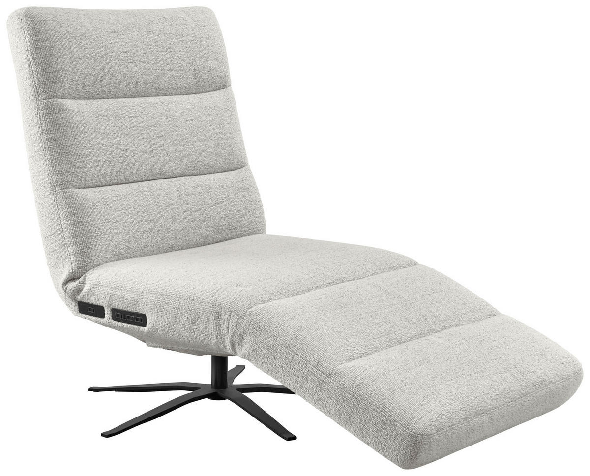 RELAXLIEGE inkl. Akku Flachgewebe Beige  - Beige/Schwarz, MODERN, Textil/Metall (82/53-115/156-206cm) - Pure Home Comfort