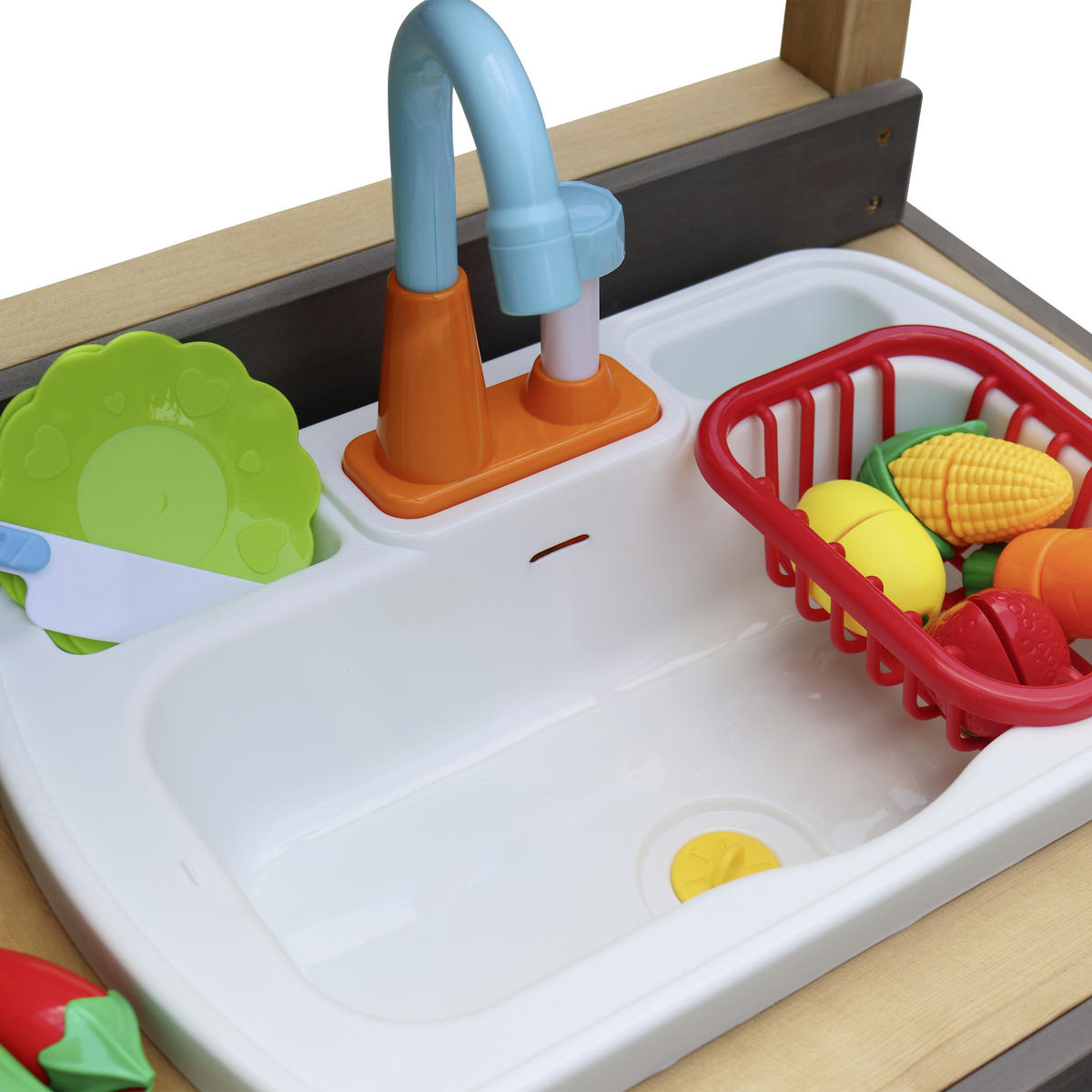 SAND & WASSER SPIELKÜCHE  - Weiß/Braun, KONVENTIONELL, Holz/Kunststoff (75/100/38,5cm) - Ambia Garden