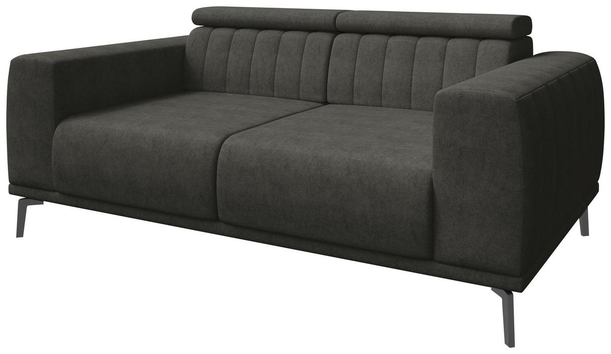 2-SITZER-SOFA  in Webstoff Dunkelgrau  - Dunkelgrau/Schwarz, KONVENTIONELL, Textil/Metall (200/80/113cm) - Carryhome