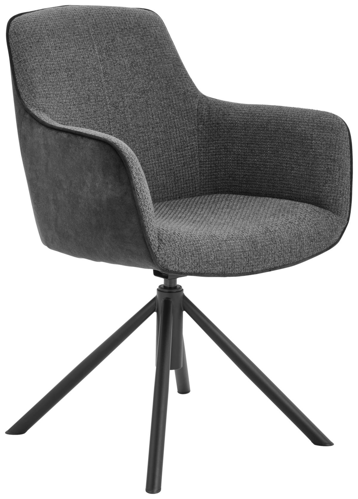 STOL MED ARMSTÖD  tygutbud, modellutbud, 360° vridbar sits flatväv  - svart/antracit, Design, metall/textil (60/88/64cm) - MID.YOU