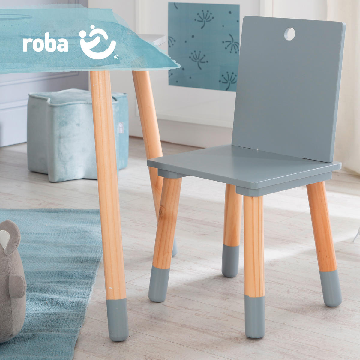 KINDERSITZGRUPPE roba Grau, Naturfarben  - Naturfarben/Grau, Basics, Holz/Holzwerkstoff - Roba