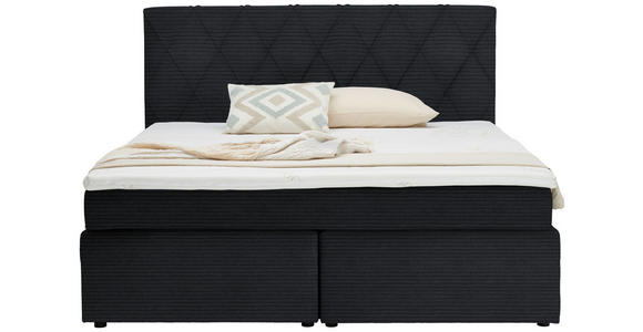 BOXSPRINGBETT 180/200 cm in Schwarz - Schwarz, Design, Kunststoff/Textil (180/200cm) - Xora