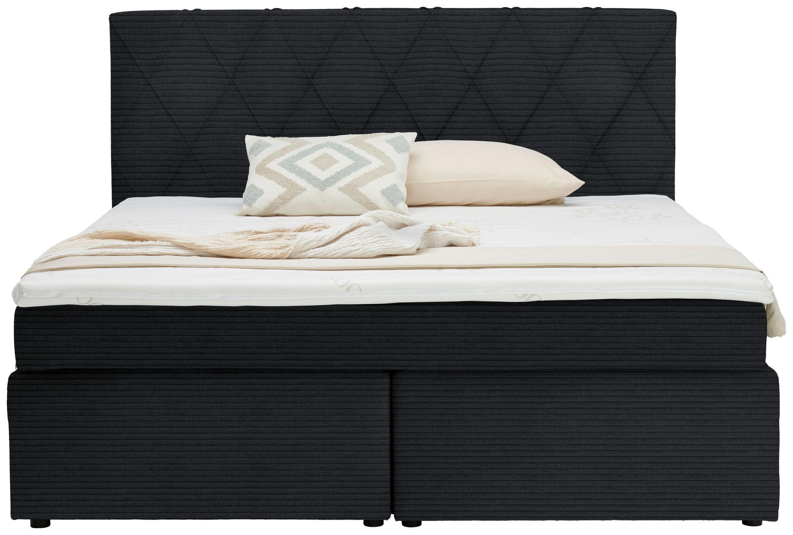 BOXSPRINGBETT 180/200 cm  in Schwarz  - Schwarz, Design, Kunststoff/Textil (180/200cm) - Xora