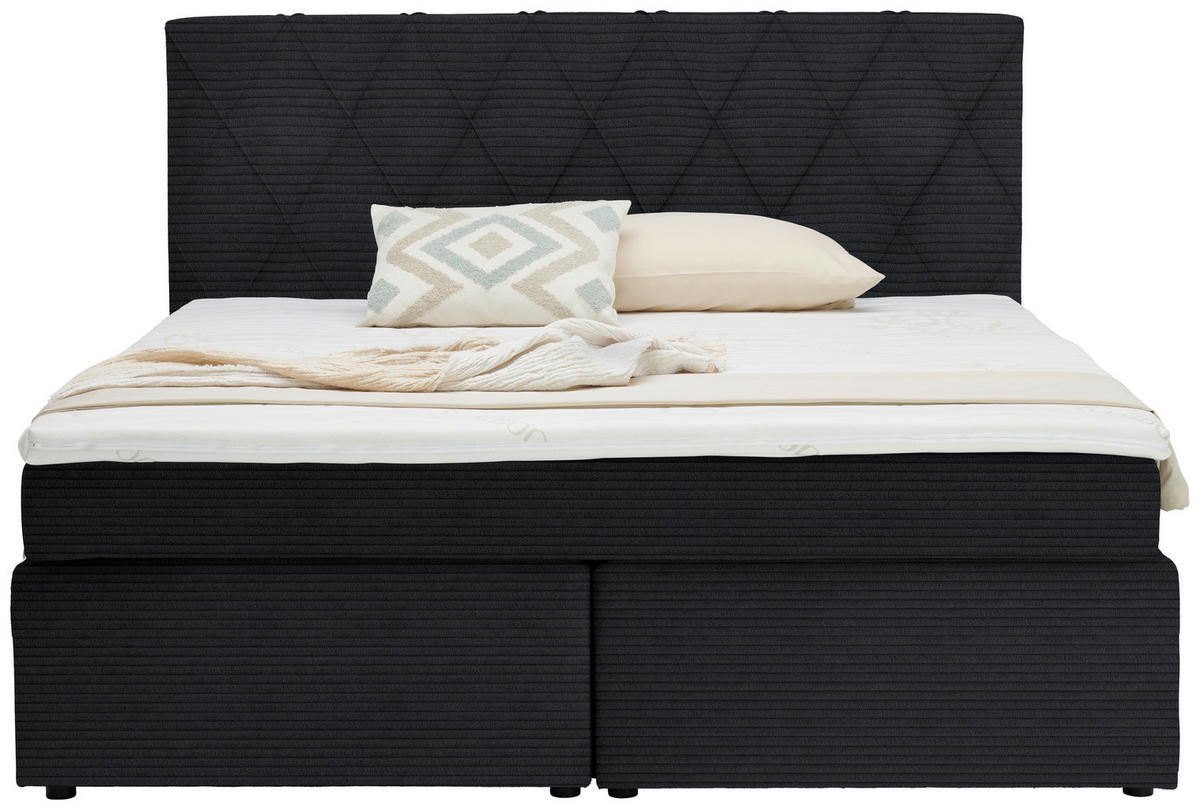 BOXSPRINGBETT 160/200 cm  in Schwarz  - Schwarz, Design, Holzwerkstoff/Kunststoff (160/200cm) - Xora