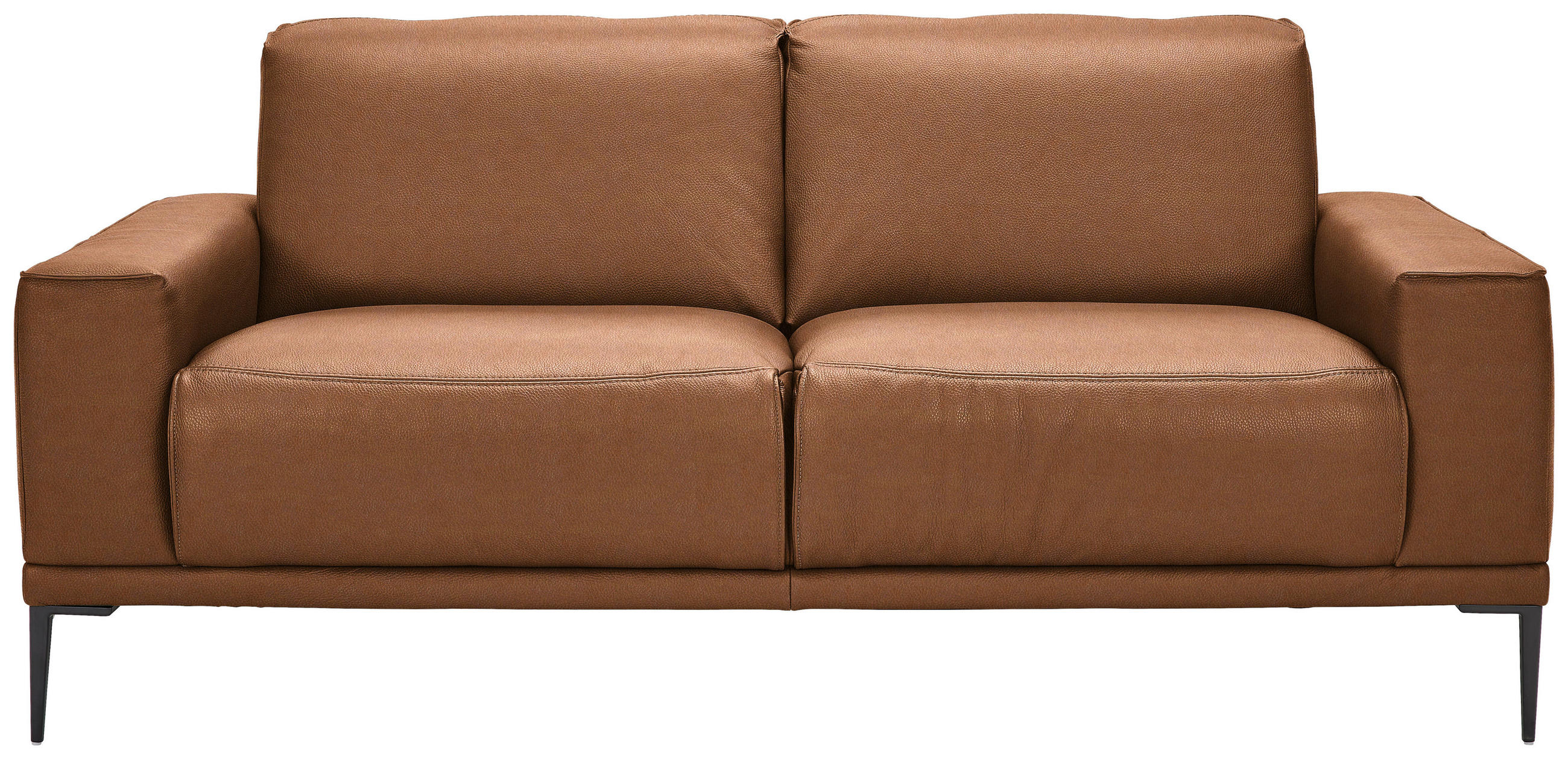 2-SITZER-SOFA in Echtleder Cognac  - Cognac/Schwarz, Design, Leder/Metall (180/82/92cm) - Johann Jakob