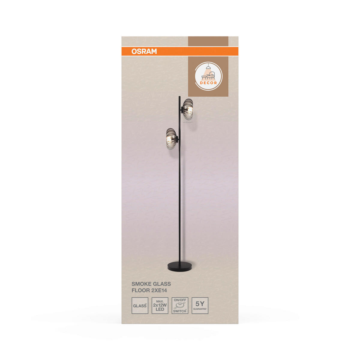 STEHLEUCHTE 25/25,5/170 cm    - Schwarz, Design, Glas/Metall (25/25,5/170cm) - Osram