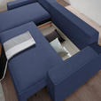 ECKSOFA in Cord, Webstoff Blau  - Blau/Schwarz, MODERN, Holz/Textil (157/265cm) - Carryhome