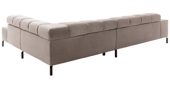 ECKSOFA inkl. Sitzvorzug in Cord Taupe  - Taupe/Schwarz, Design, Textil/Metall (321/216cm) - Hom`in