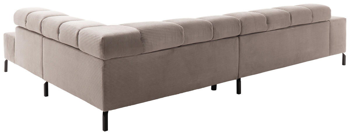 ECKSOFA in Cord Taupe  - Taupe/Schwarz, Design, Textil/Metall (321/216cm) - Hom`in
