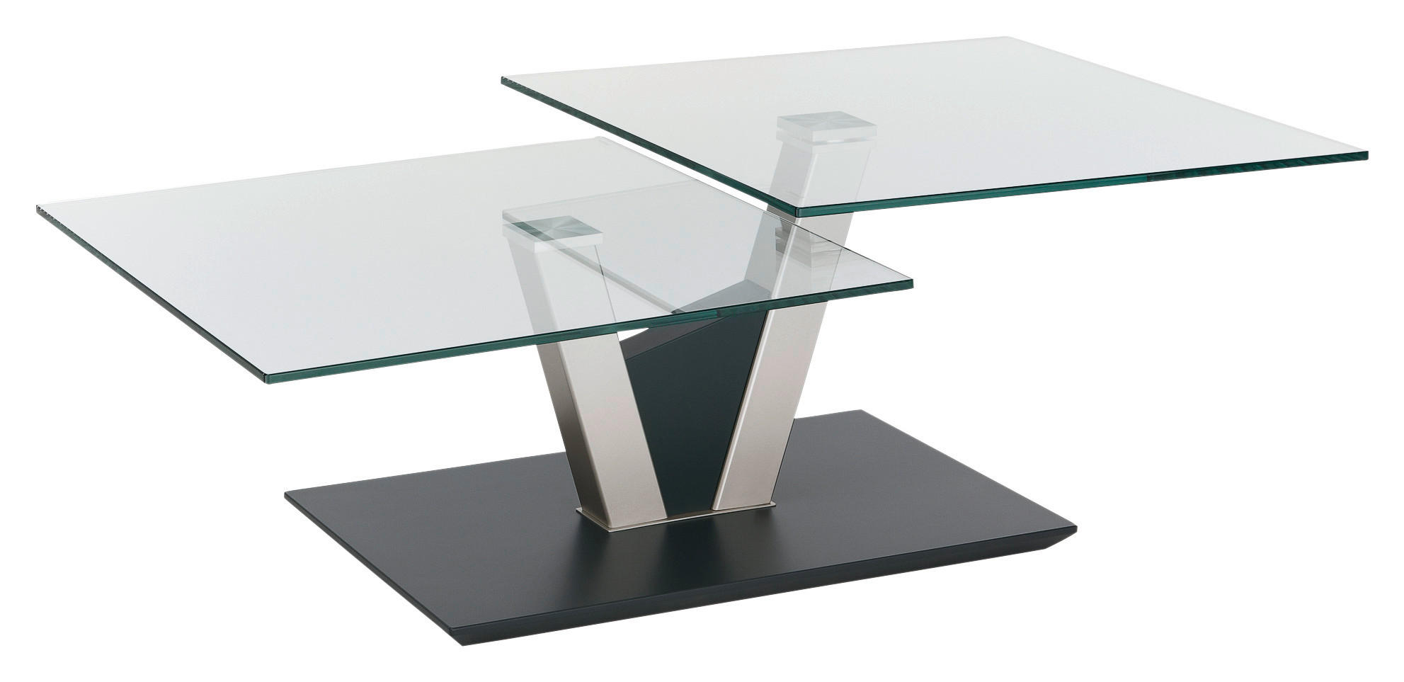 COUCHTISCH Rauchglas, ESG 118/65/36-43 cm rechteckig Anthrazit, Nickelfarben  - Anthrazit/Silberfarben, MODERN, Glas/Holzwerkstoff (118/65/36-43cm) - Venda