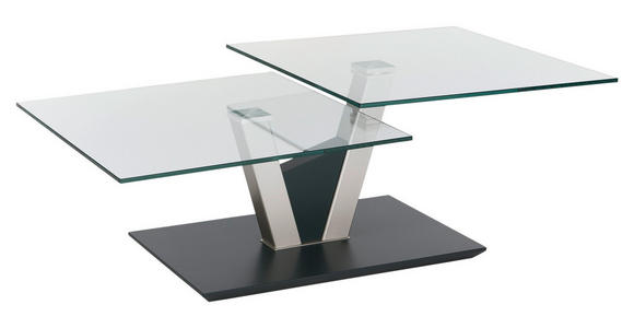 COUCHTISCH rechteckig Nickelfarben, Anthrazit 118/65/36-43 cm  - Anthrazit/Silberfarben, MODERN, Glas/Holzwerkstoff (118/65/36-43cm) - Venda