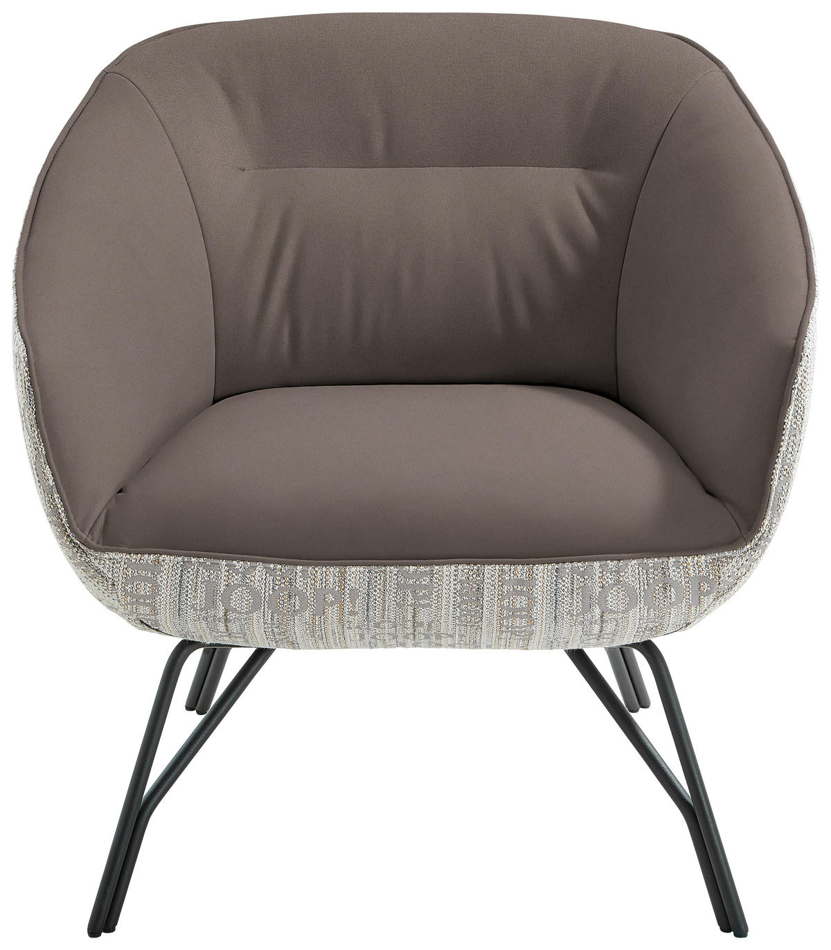 COCKTAILSESSEL - Fango/Anthrazit, Design, Leder/Textil (77/81/72cm) - Joop!