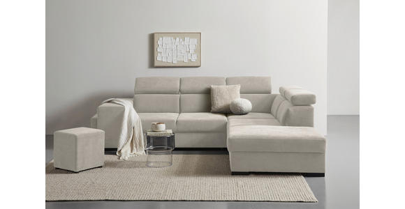 ECKSOFA  in Webstoff Creme  - Creme/Schwarz, KONVENTIONELL, Holz/Textil (283/244cm) - Carryhome