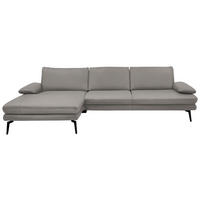 ECKSOFA in Echtleder Silberfarben  180/310 cm  - Silberfarben/Schwarz, Design, Leder/Metall (180/310cm) - Dieter Knoll