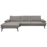 ECKSOFA Beldomo Premium in Echtleder Silberfarben  180/310 cm  - Silberfarben/Schwarz, Design, Leder/Metall (180/310cm) - Dieter Knoll