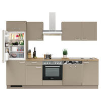 KÜCHENBLOCK 280 cm   in Greige  - Edelstahlfarben/Greige, KONVENTIONELL, Holzwerkstoff/Metall (280cm) - Welnova