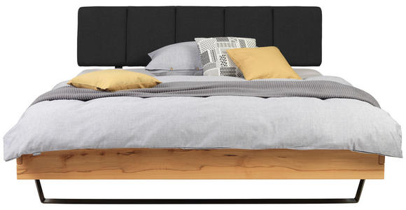 BETT 140/200 cm in Anthrazit, Buchefarben - Anthrazit/Silberfarben, Natur, Holz/Textil (140/200cm) - Valnatura