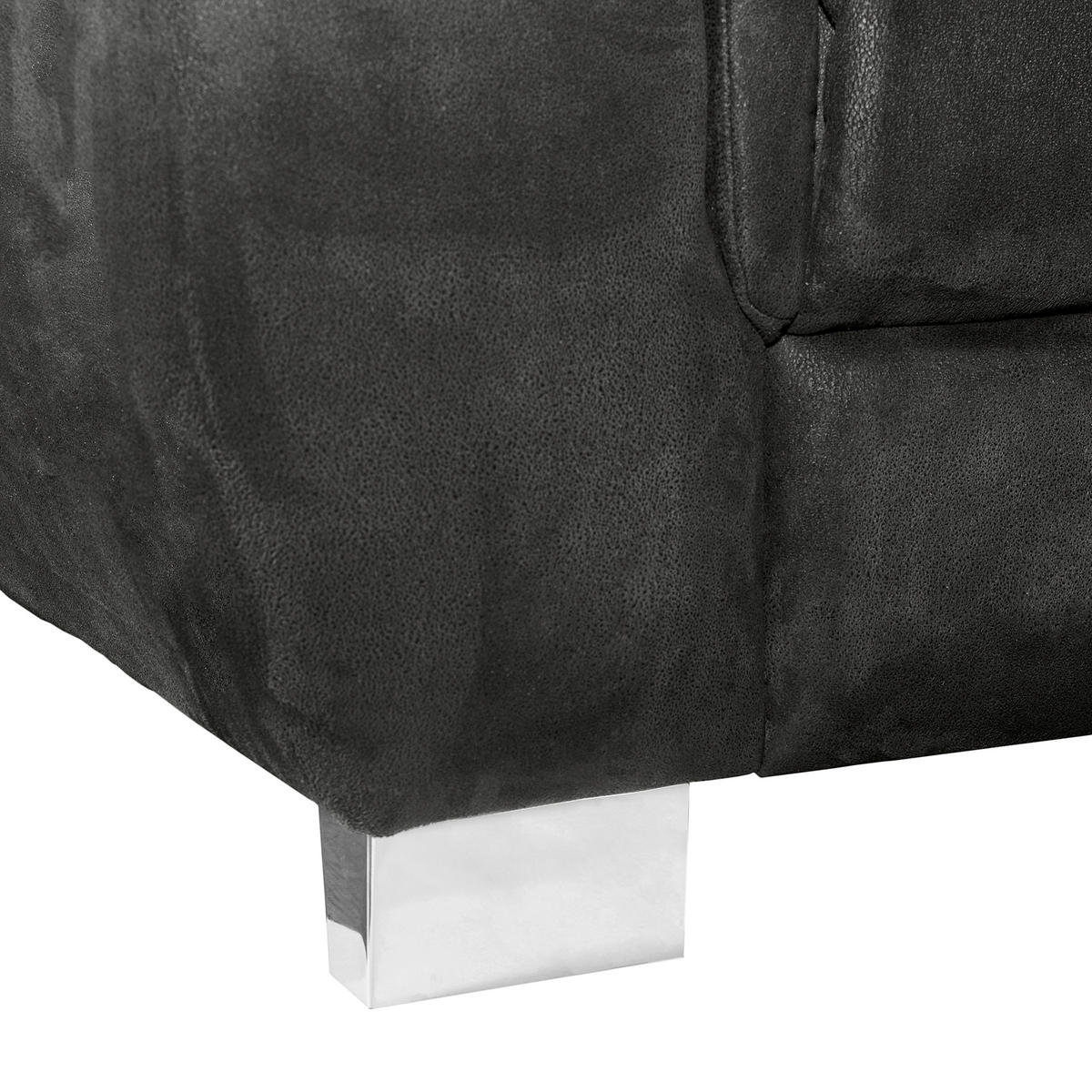 ECKSOFA Anthrazit Mikrofaser Rücken echt, Relaxfunktion, Kopfteilverstellung  - Chromfarben/Anthrazit, Design, Textil/Metall (276/238cm) - Livetastic