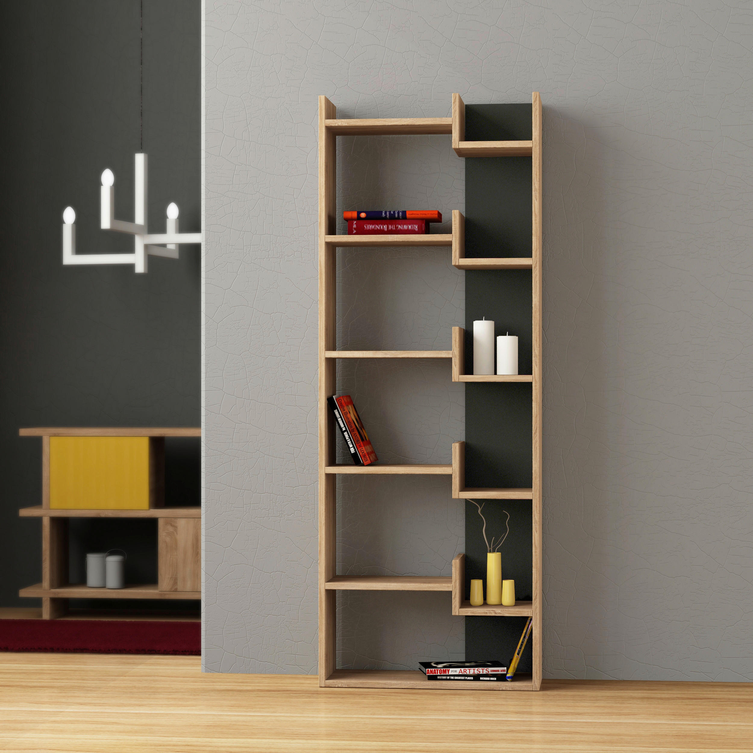 BÜCHERWAND  61/163/22 cm Eiche dunkel  - Eiche dunkel, Design, Holzwerkstoff (61/163/22cm) - Livetastic